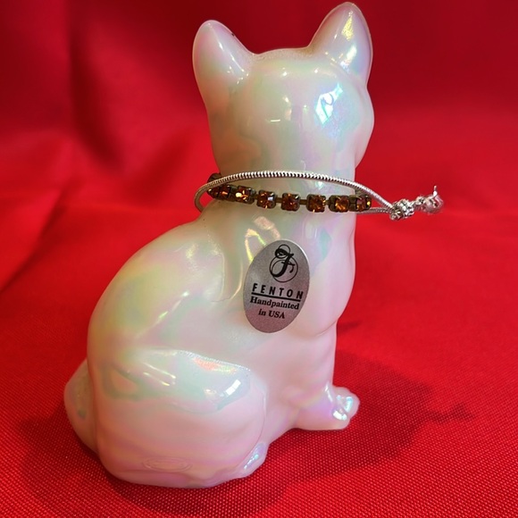 Vintage Fenton Opalescent Hand Painted Cat - November / Topaz - Picture 5 of 11